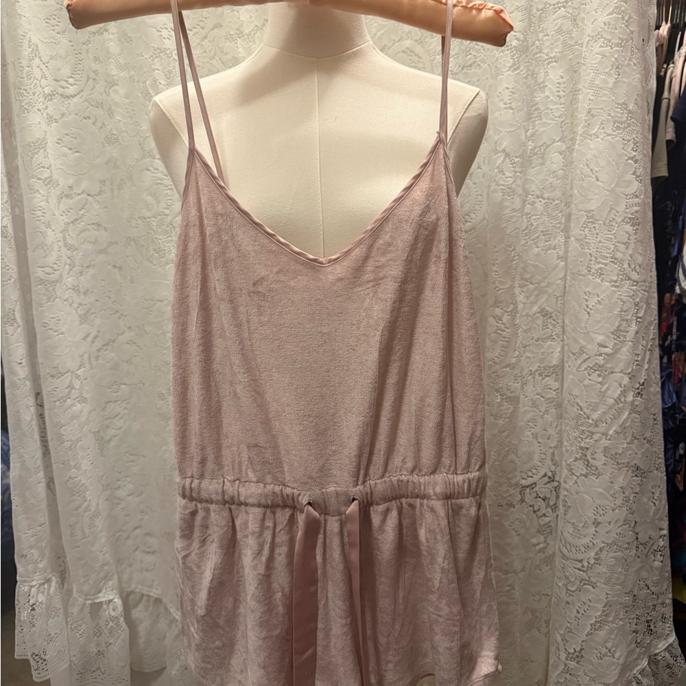 Victoria's Secret Pink Velour Romper with Satin Waist tie